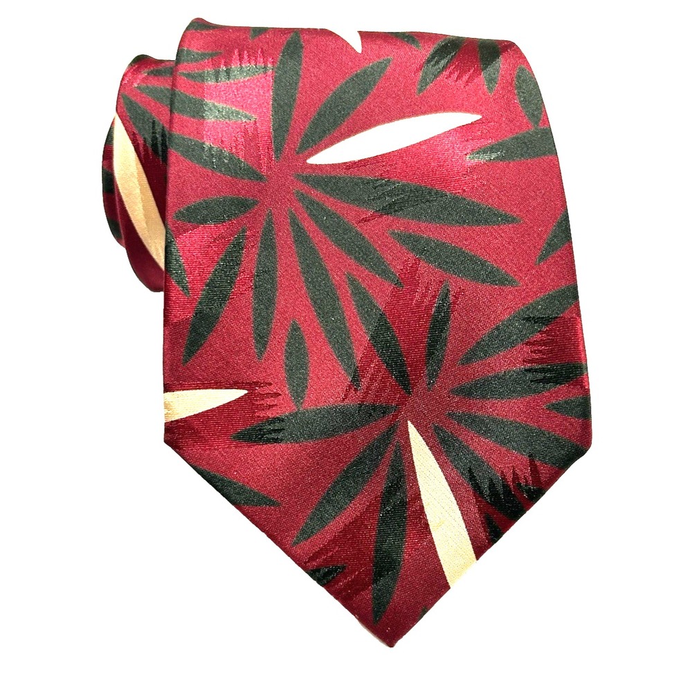 Polo Ralph Lauren Abstract Botanical 100% Silk Tie HandMade Made USA Red EUC